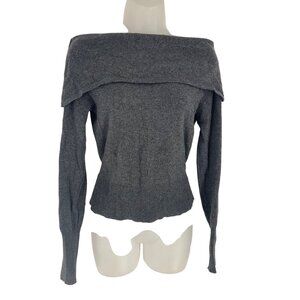 Alice + Olivia Gray Off-Shoulder Cashmere Sweater Womens S preppy classic soft